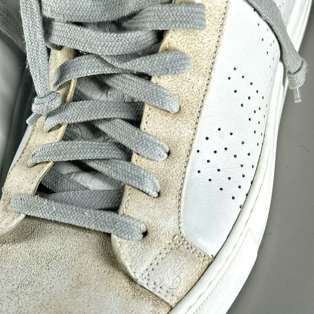 P448 Women Thea White Leather Grey Suede Sneakers Shoes Size 39 US 8.5 Italy - Picture 16 of 16